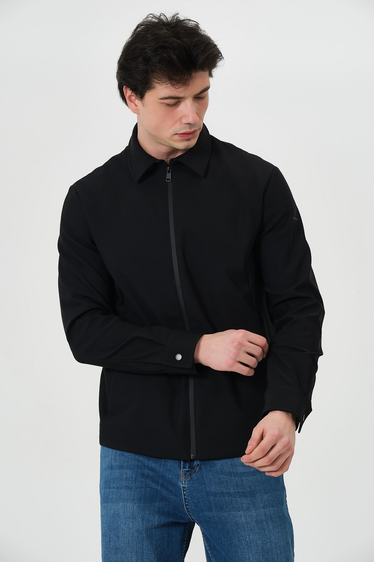 ERKEK MONT Fermuar Kapalı Likralı Erkek Overshirt Mont