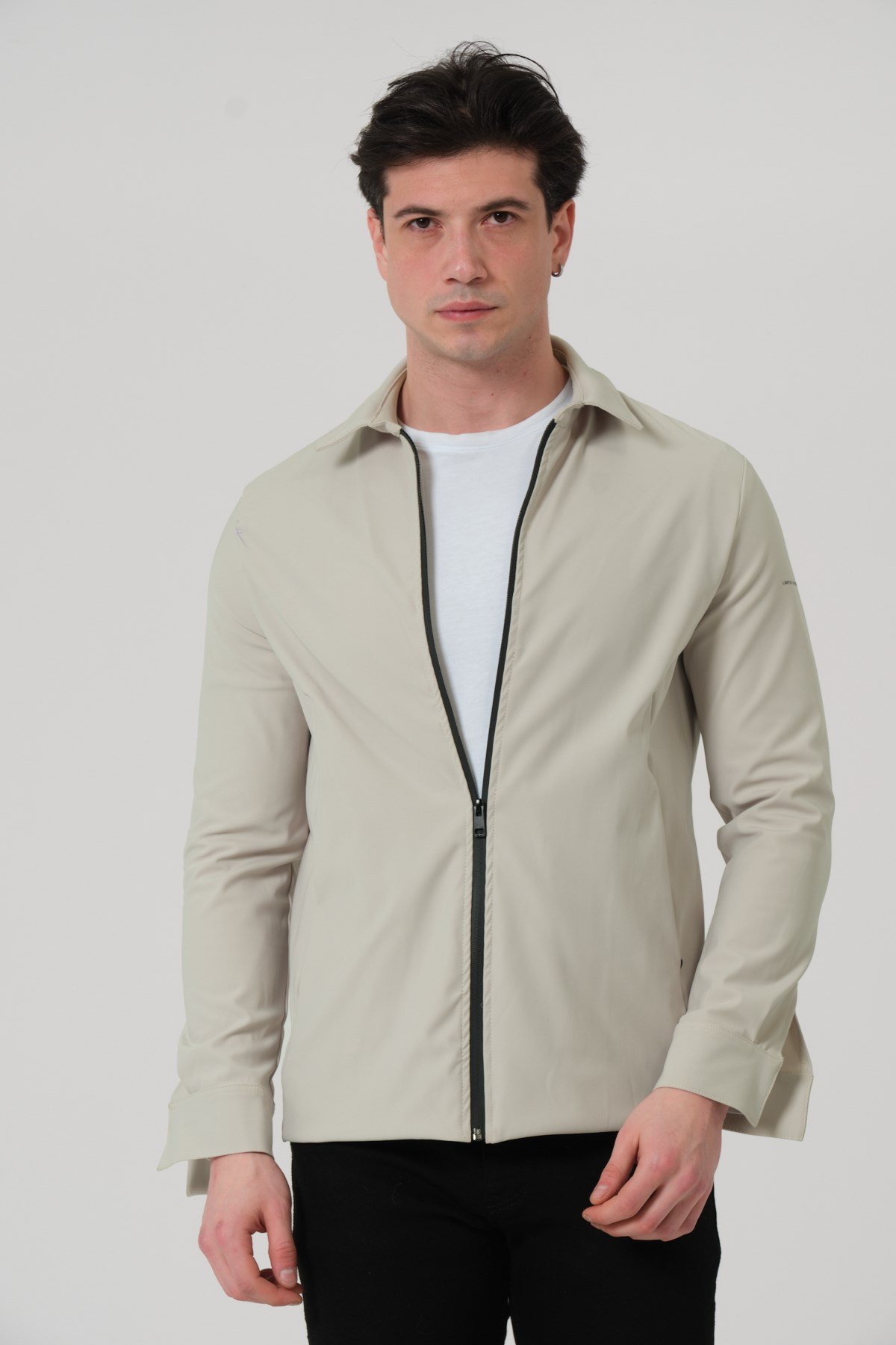 ERKEK MONT Fermuar Kapalı Likralı Erkek Overshirt Mont