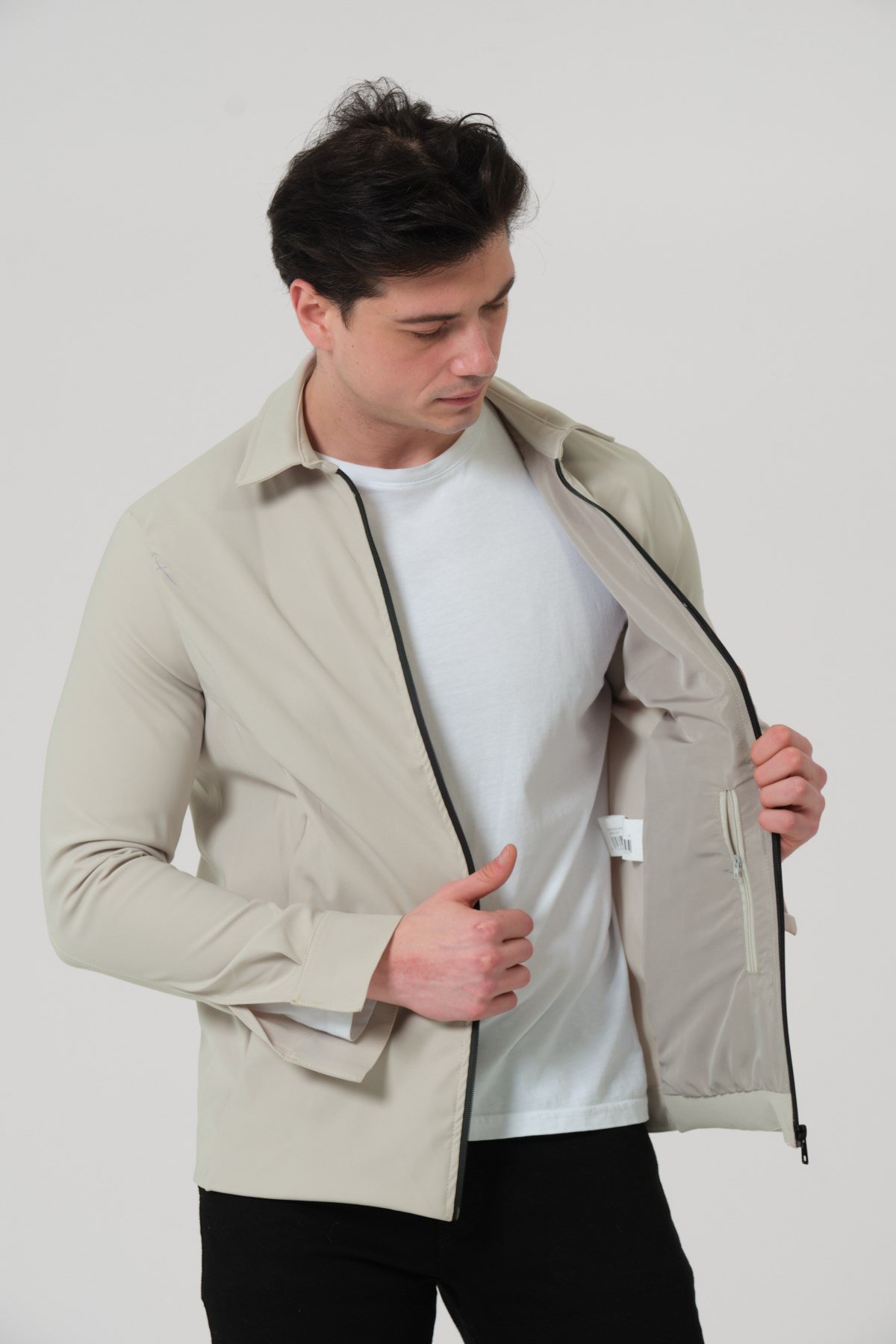ERKEK MONT Fermuar Kapalı Likralı Erkek Overshirt Mont
