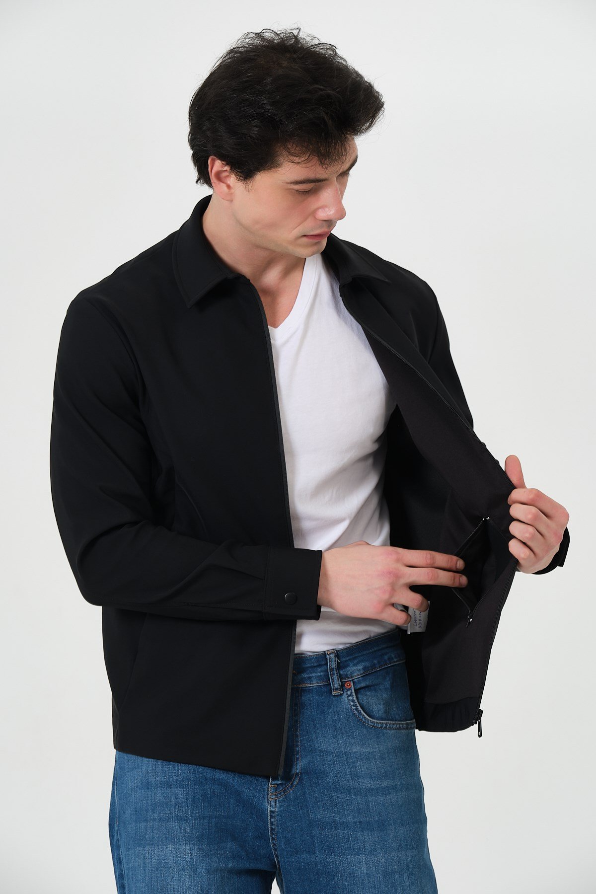 ERKEK MONT Fermuar Kapalı Likralı Erkek Overshirt Mont