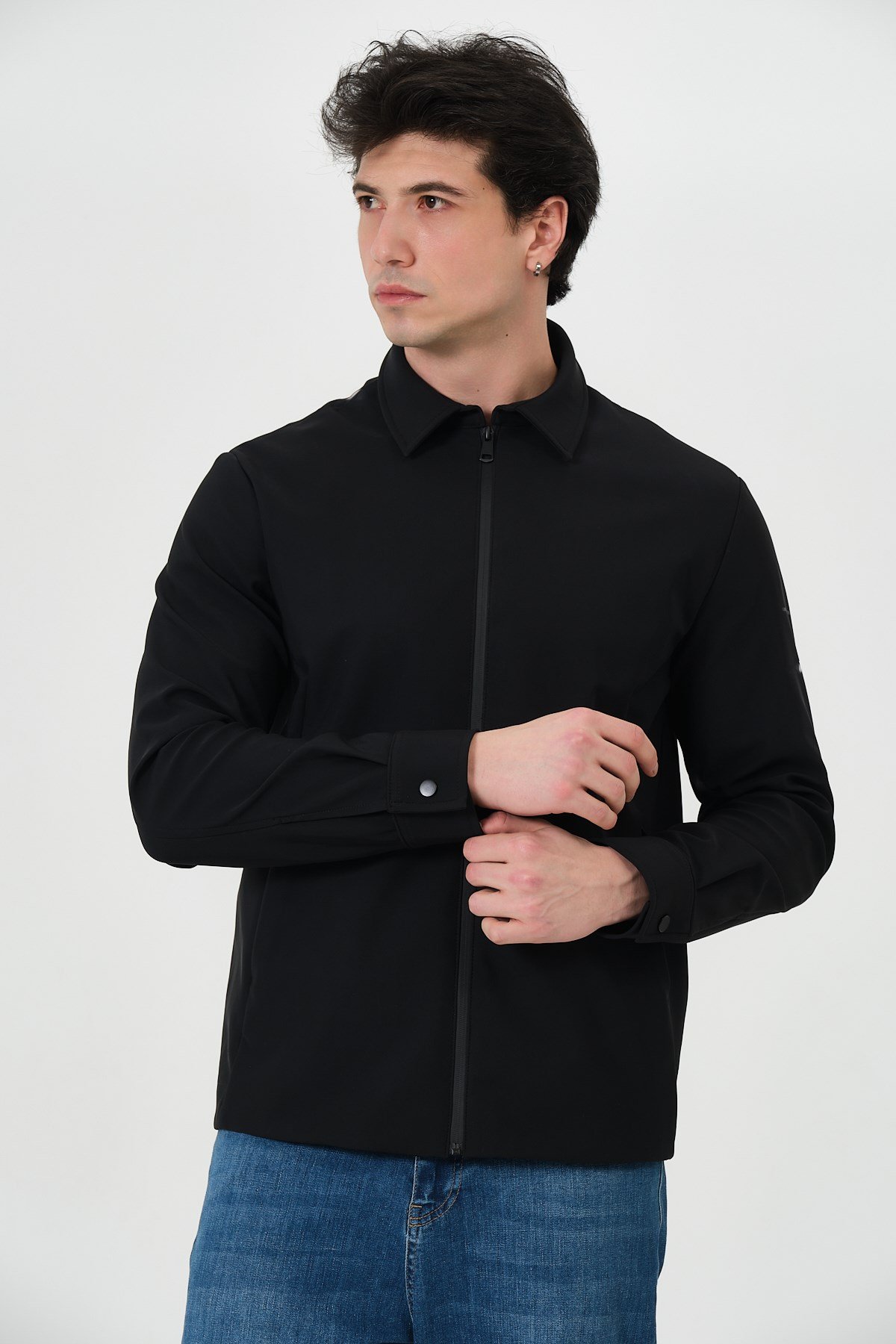 ERKEK MONT Fermuar Kapalı Likralı Erkek Overshirt Mont