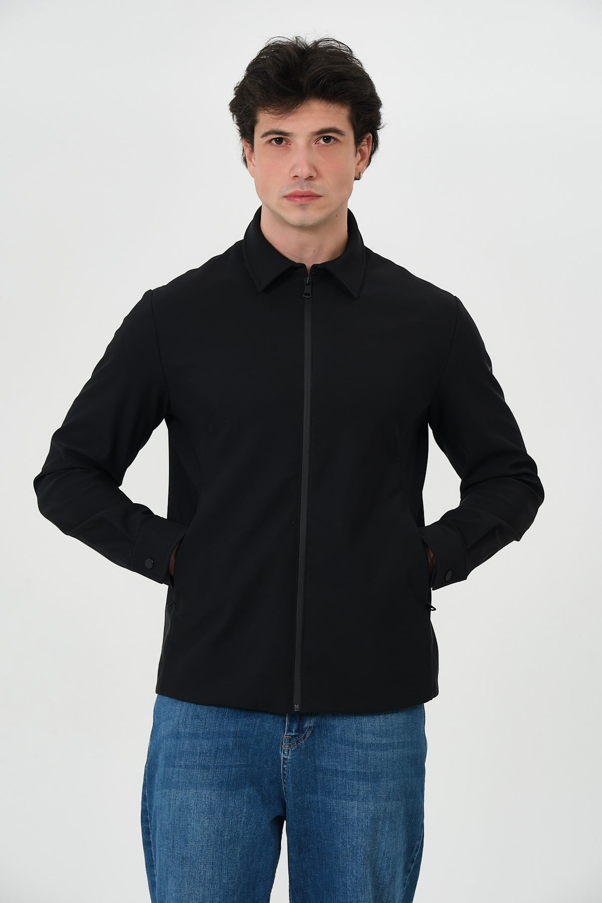ERKEK MONT Fermuar Kapalı Likralı Erkek Overshirt Mont