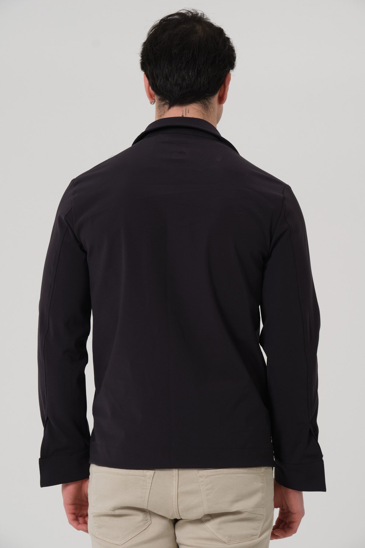 ERKEK MONT Fermuar Kapalı Likralı Erkek Overshirt Mont