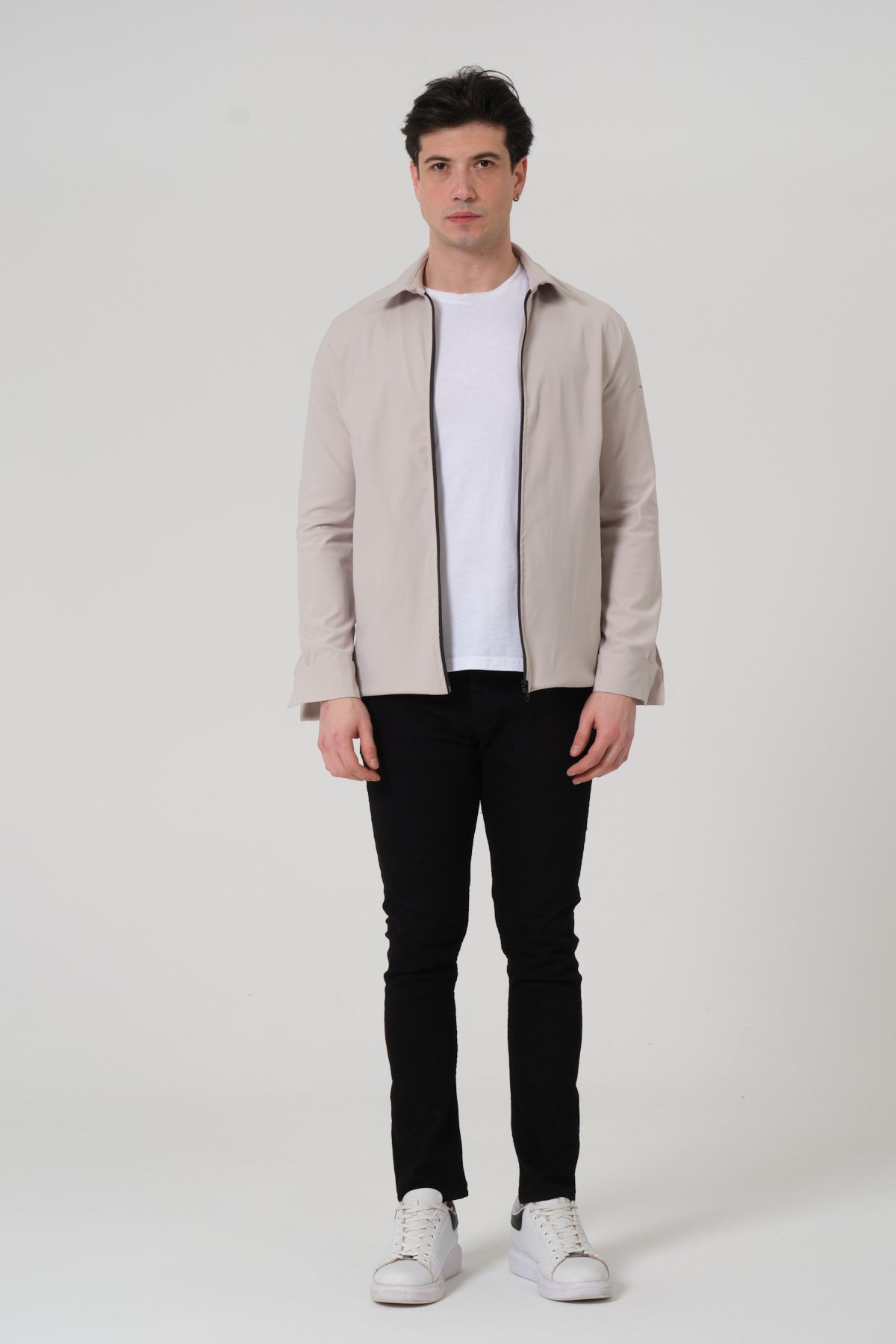 ERKEK MONT Fermuar Kapalı Likralı Erkek Overshirt Mont