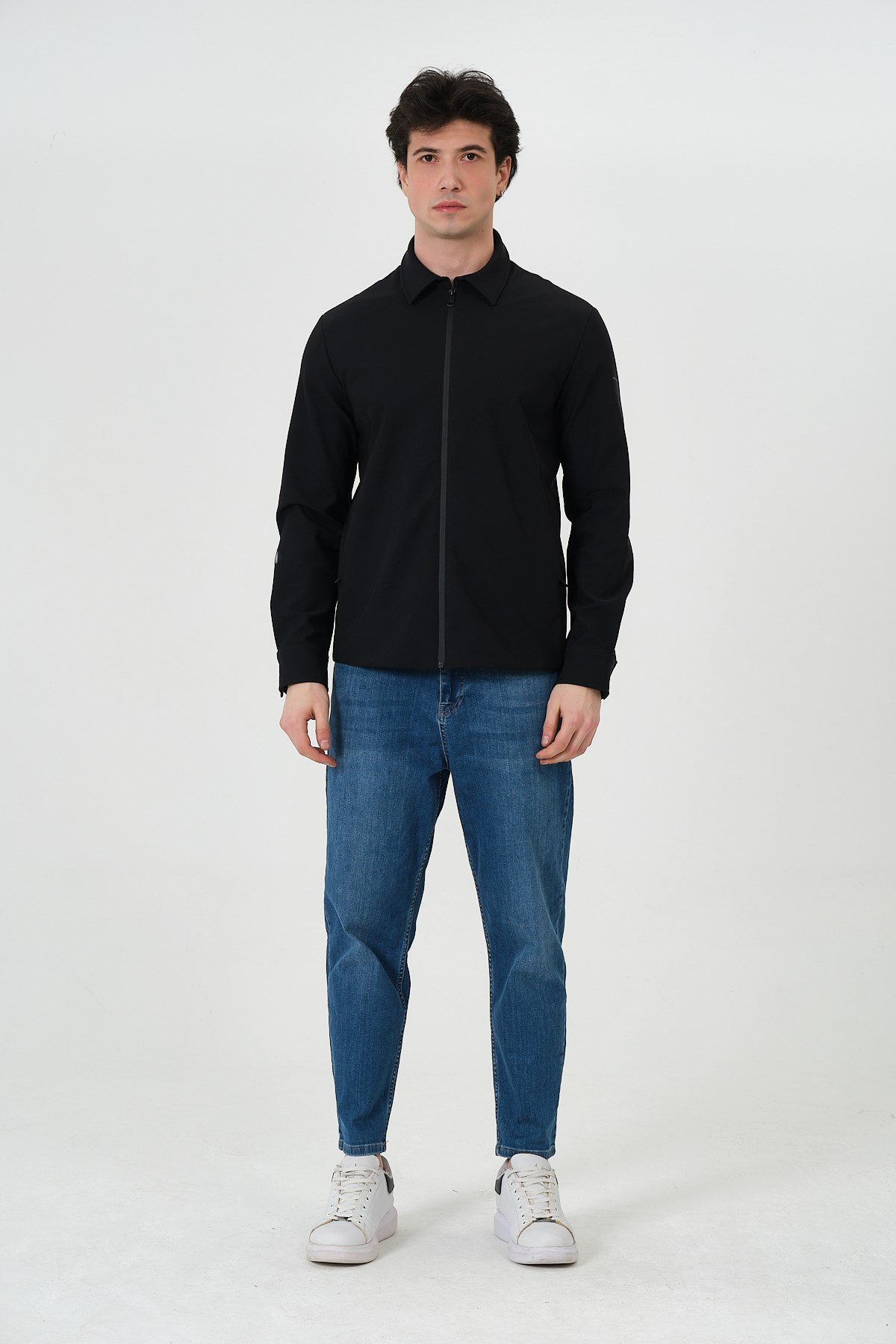 ERKEK MONT Fermuar Kapalı Likralı Erkek Overshirt Mont