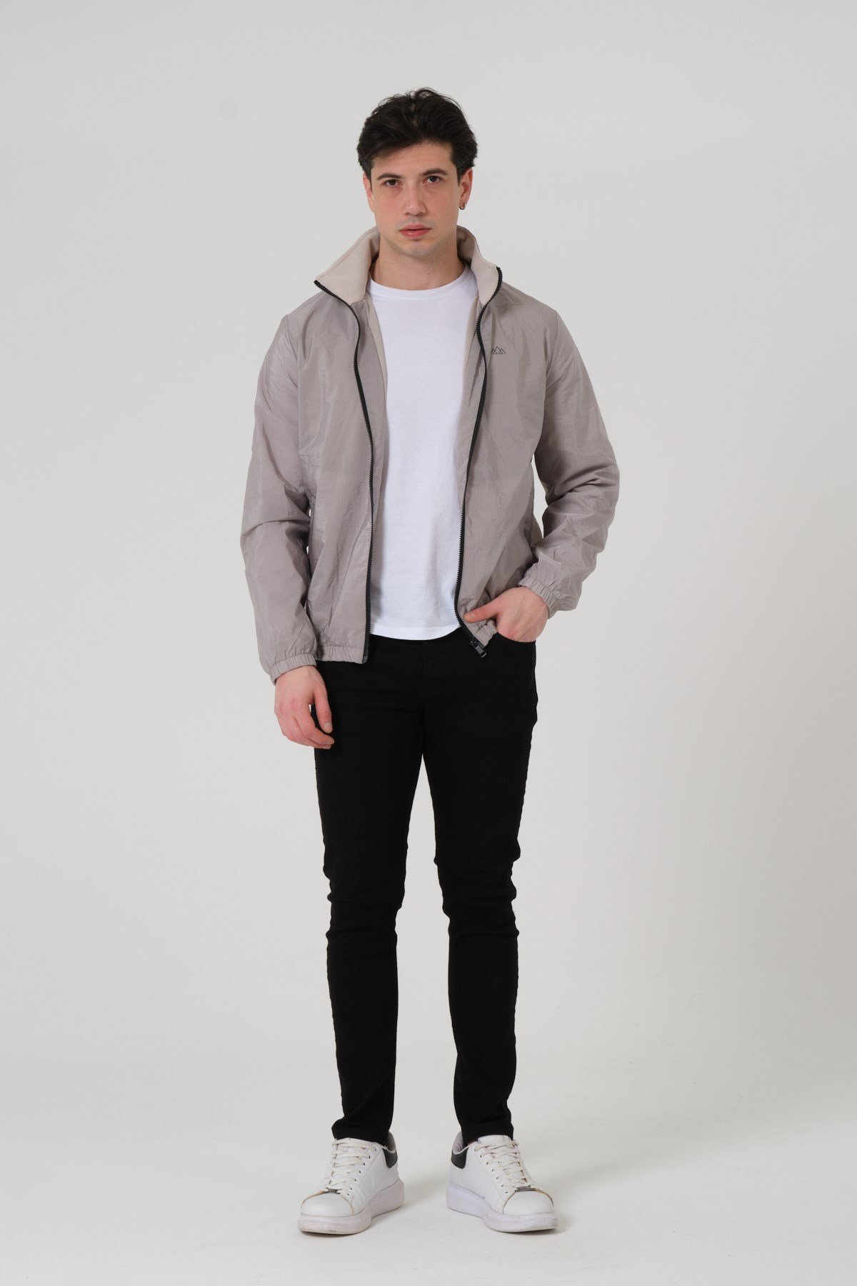 ERKEK MONT Gizli Kapüşonlu Desenli Erkek Mont