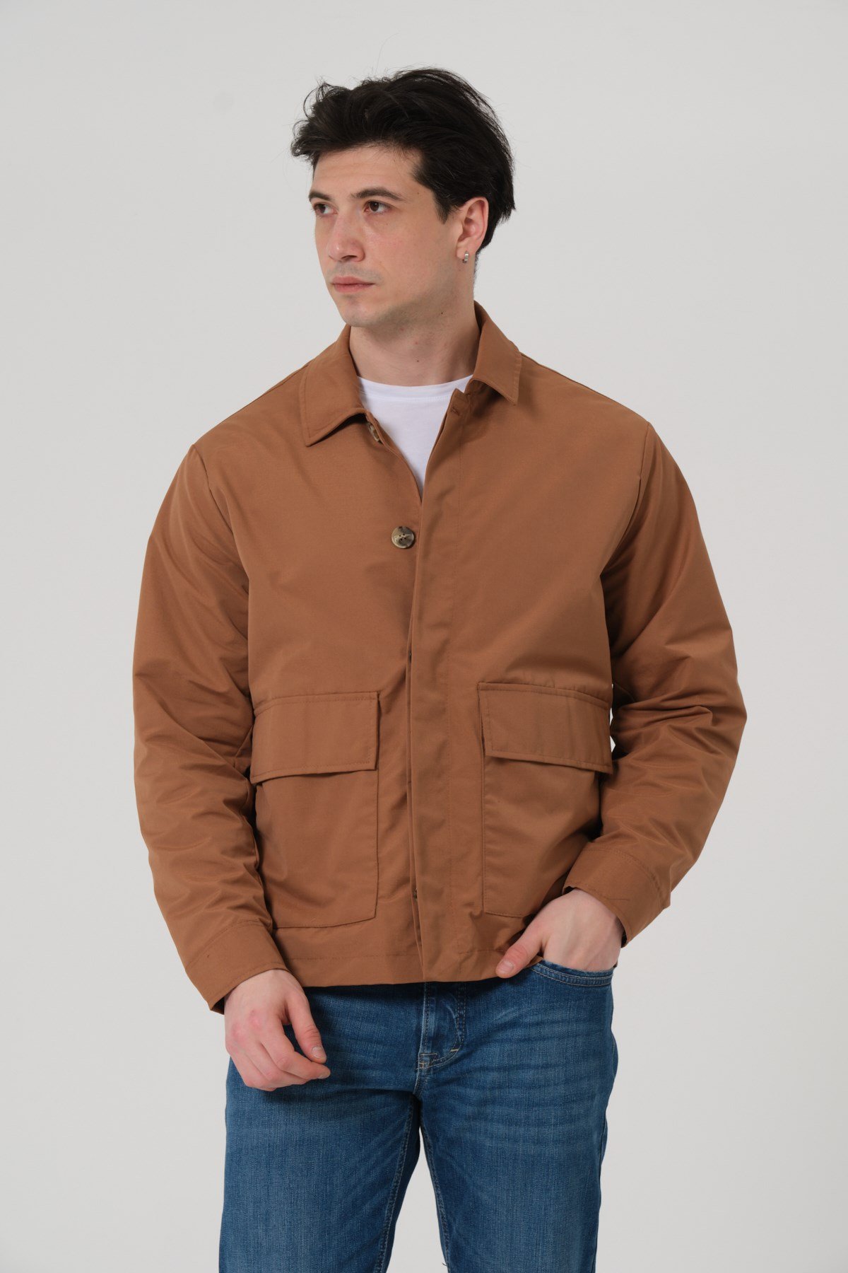 ERKEK MONT Polo Yaka Torba Cep Erkek Mont