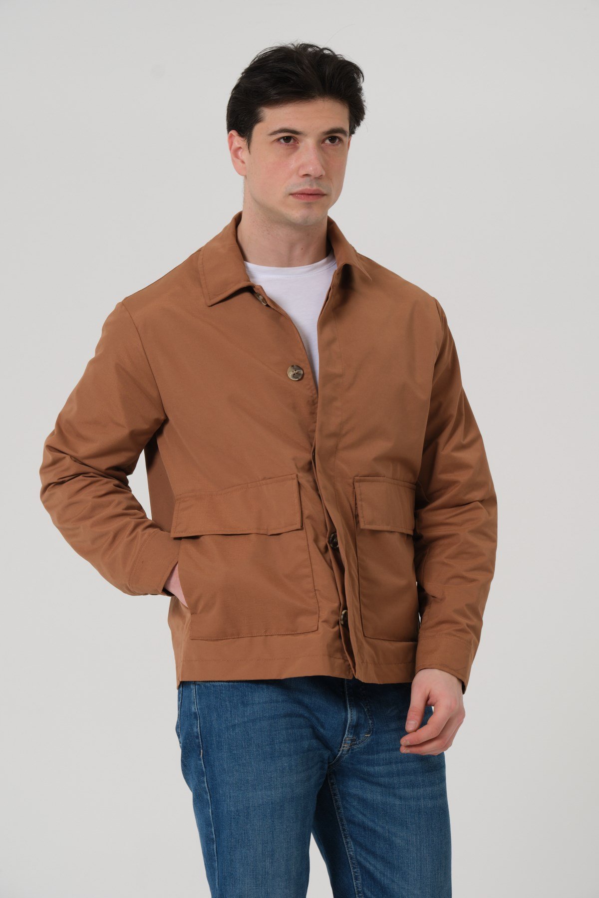 ERKEK MONT Polo Yaka Torba Cep Erkek Mont