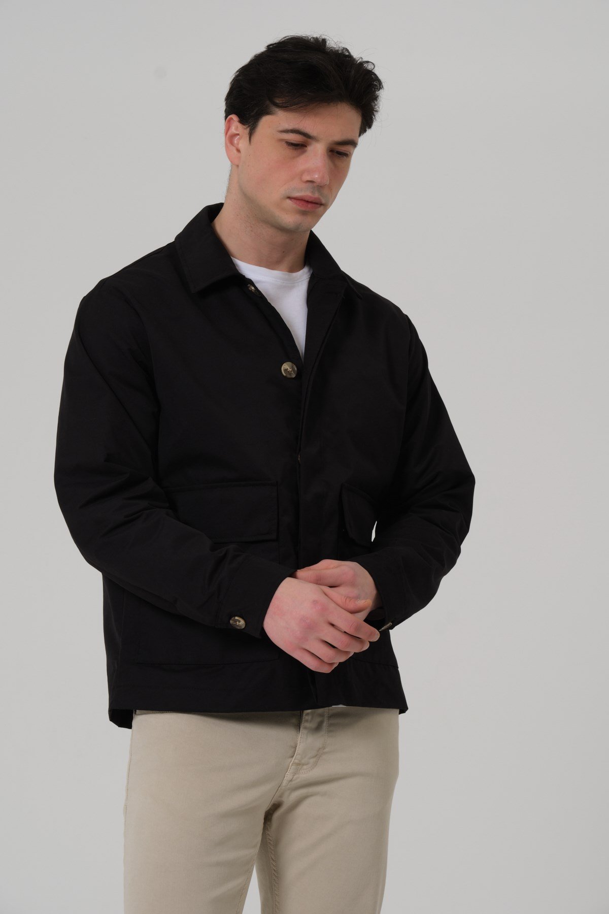 ERKEK MONT Polo Yaka Torba Cep Erkek Mont