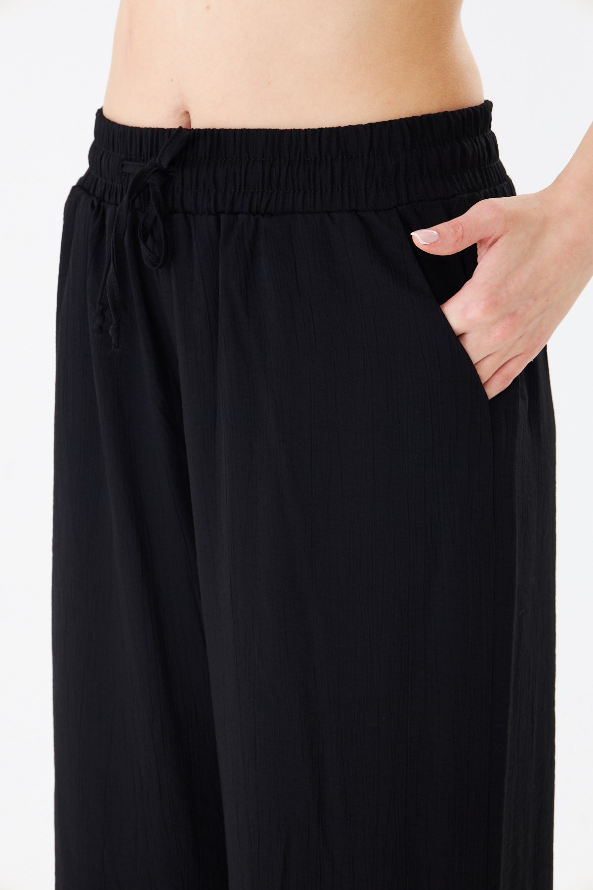 KADIN PANTOLON Beli Lastikli Çilek Kumaş Pantolon