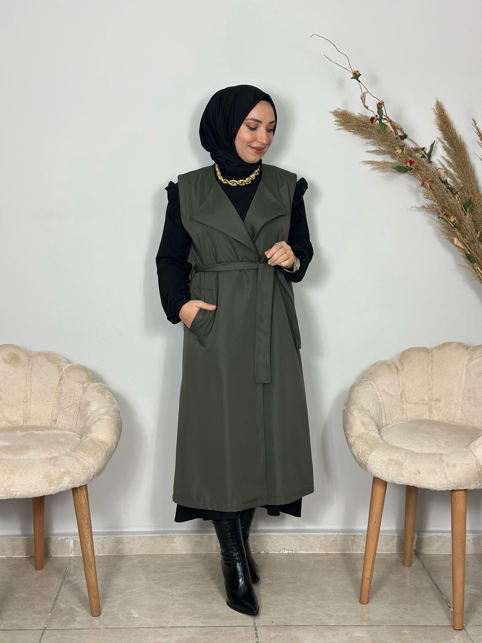 Sayra Shawl Kadın Asker Yeşili Trençkot