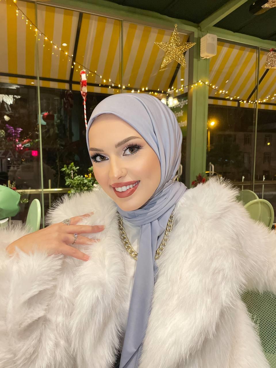 Sayra Shawl Kadın Buz Gri Çıtçıtlı Hazır Şal