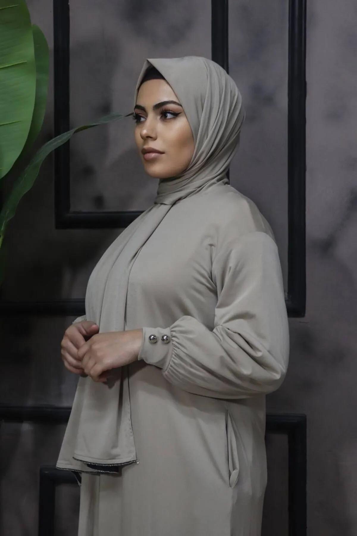 Sayra Shawl Kadın Gri Şallı Ferace