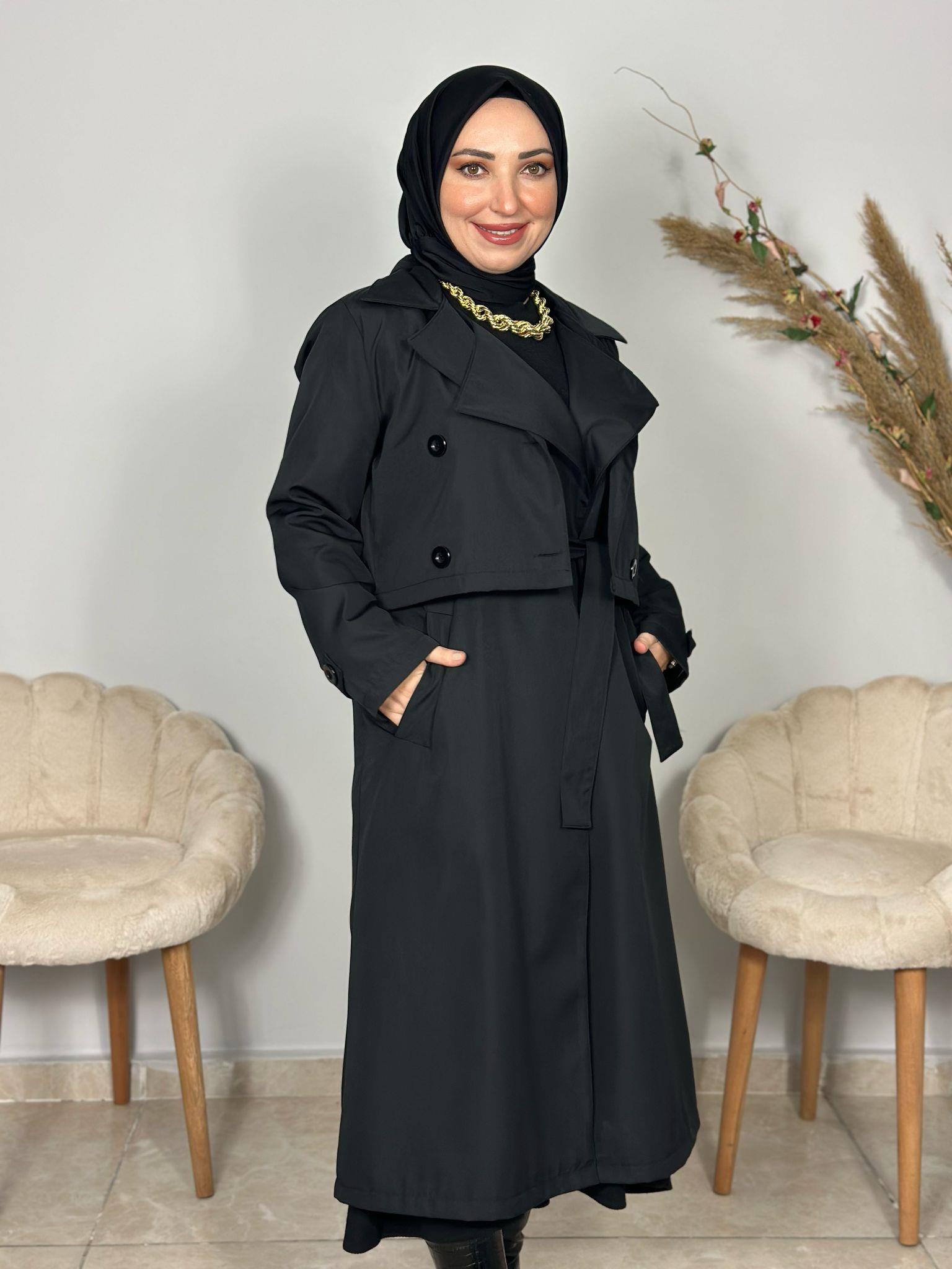 Sayra Shawl Kadın Siyah Trençkot