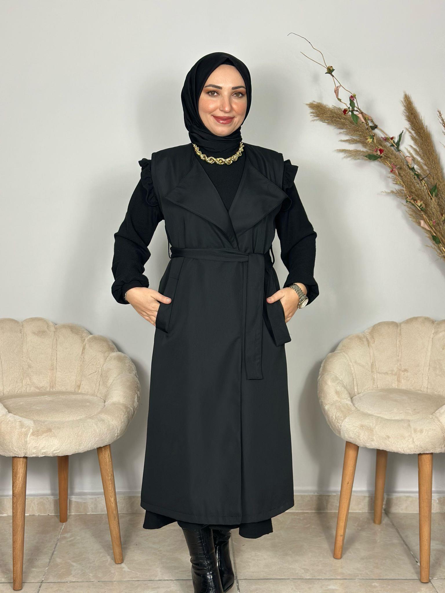 Sayra Shawl Kadın Siyah Trençkot