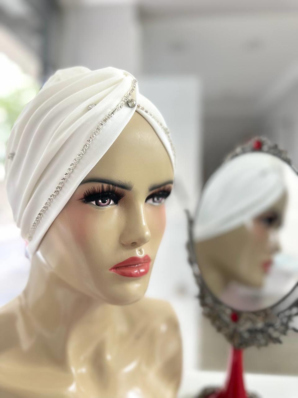 Sayra Shawl KadınTaşlı Bone Beyaz