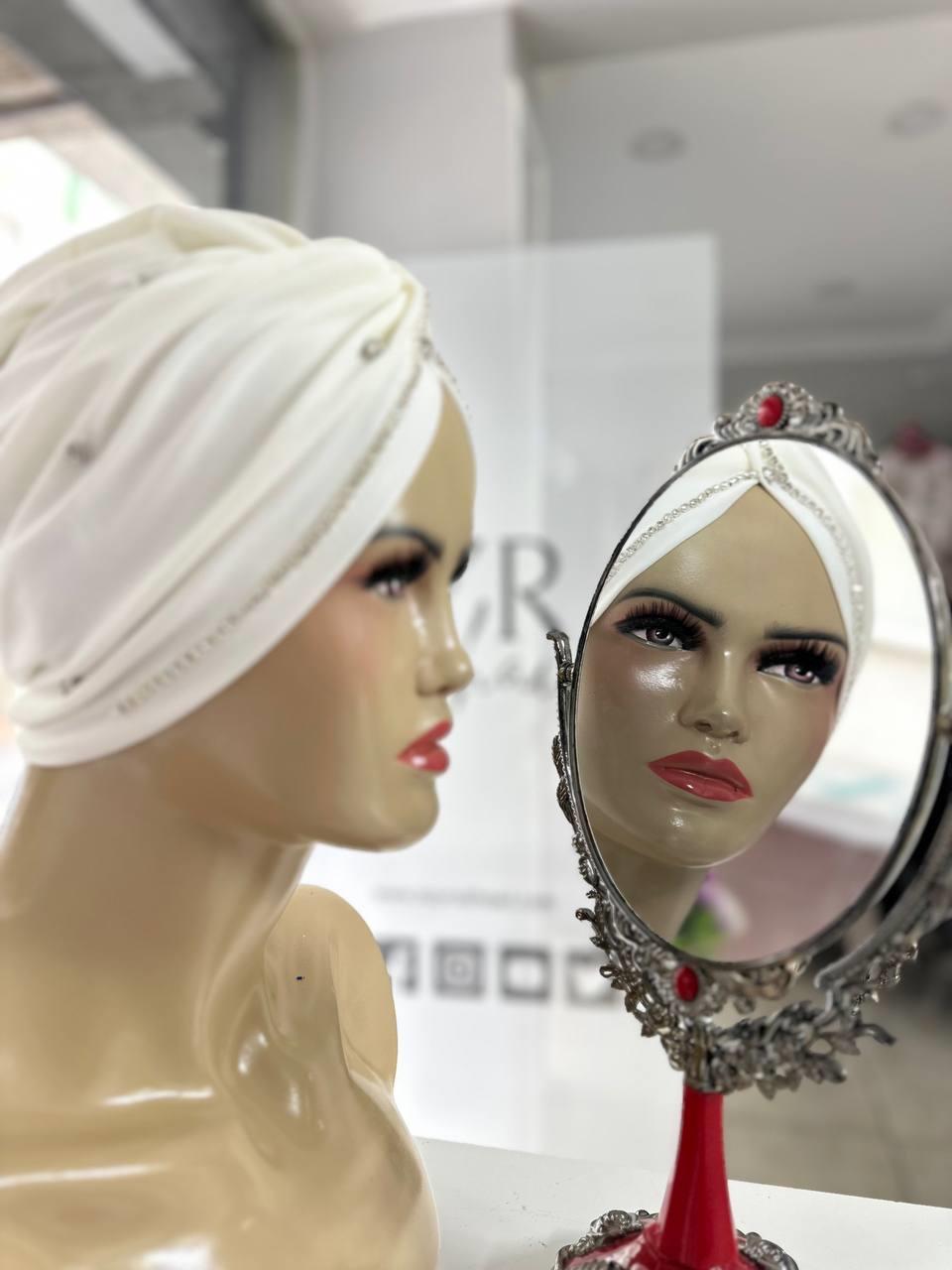 Sayra Shawl KadınTaşlı Bone Beyaz