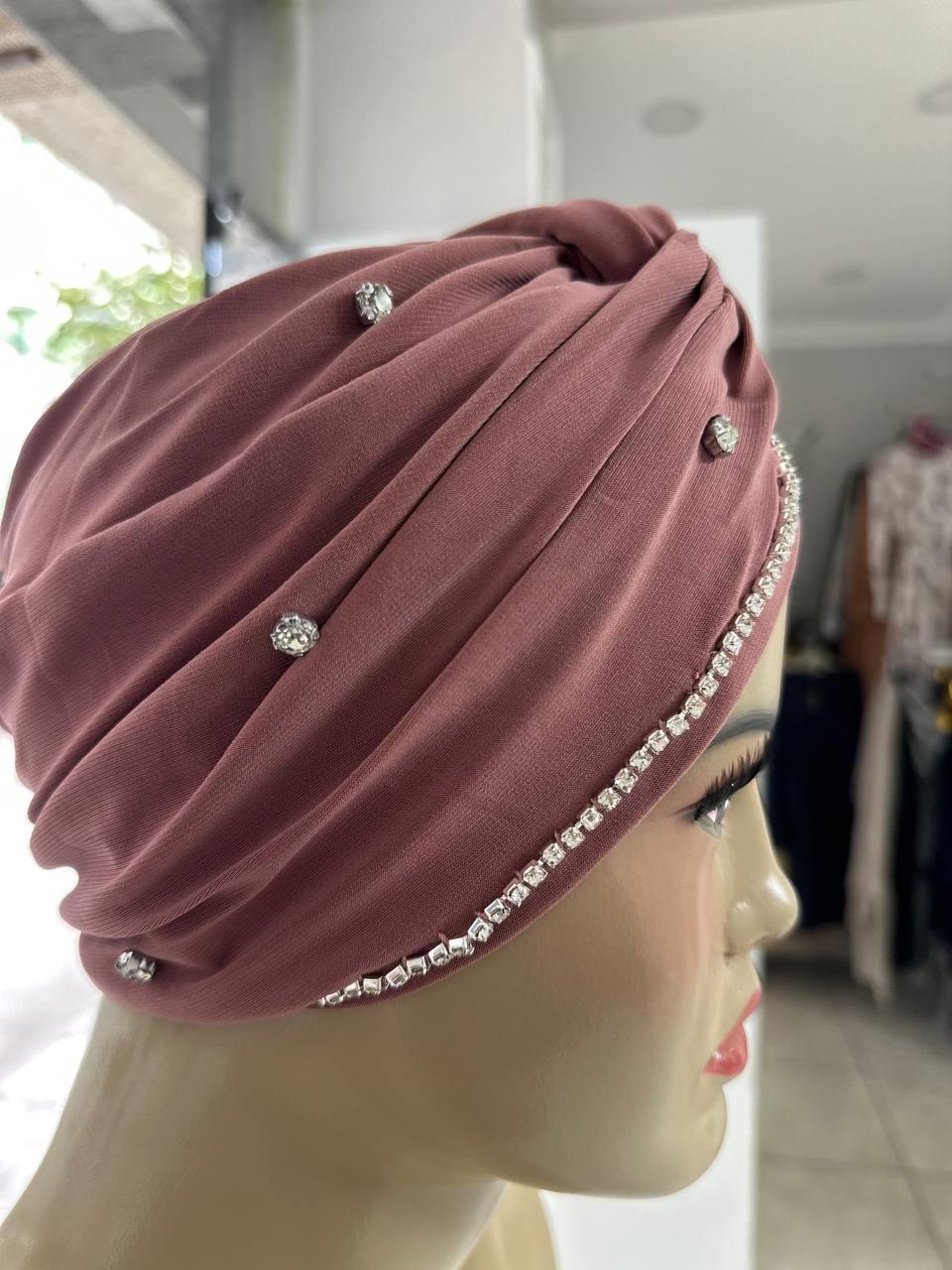 Sayra Shawl KadınTaşlı Bone Gül Kurusu