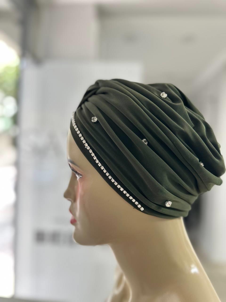 Sayra Shawl KadınTaşlı Bone Haki Yeşili