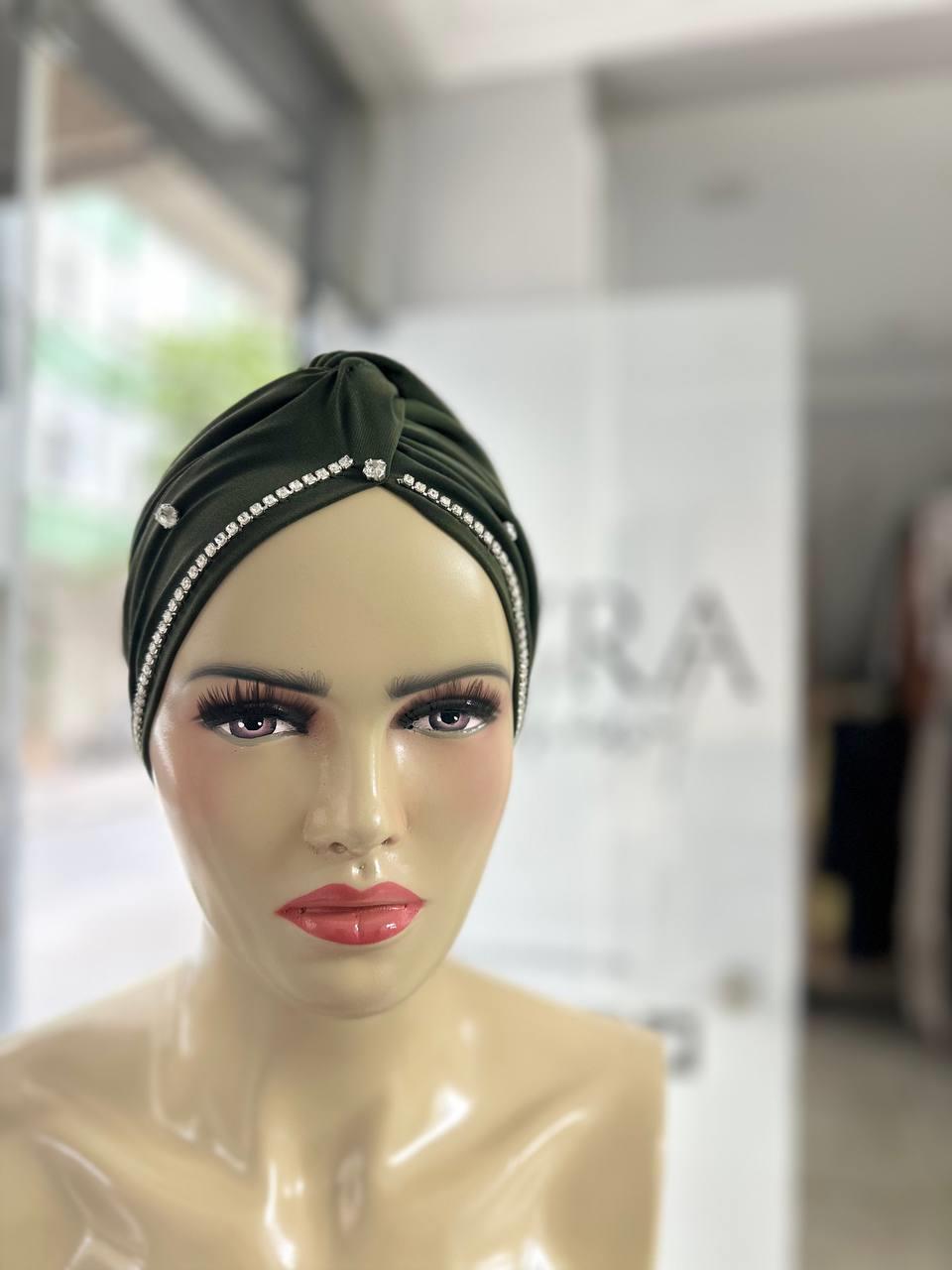 Sayra Shawl KadınTaşlı Bone Haki Yeşili