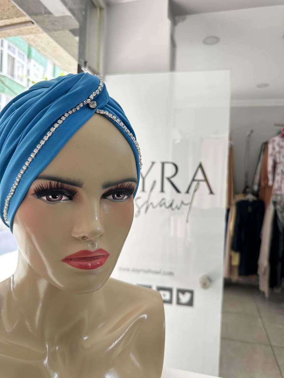 Sayra Shawl KadınTaşlı Bone Mavi