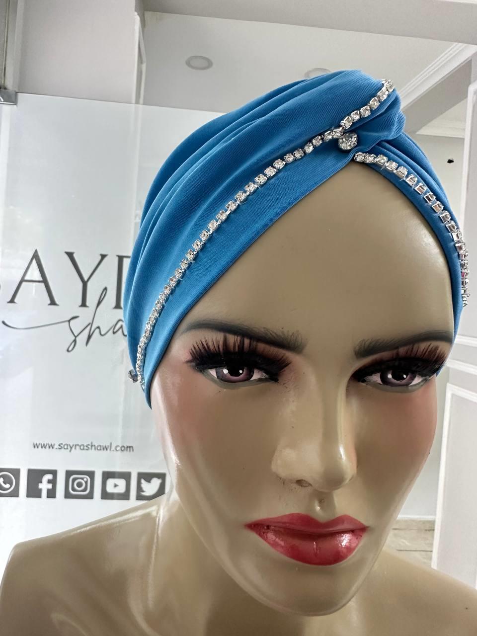 Sayra Shawl KadınTaşlı Bone Mavi