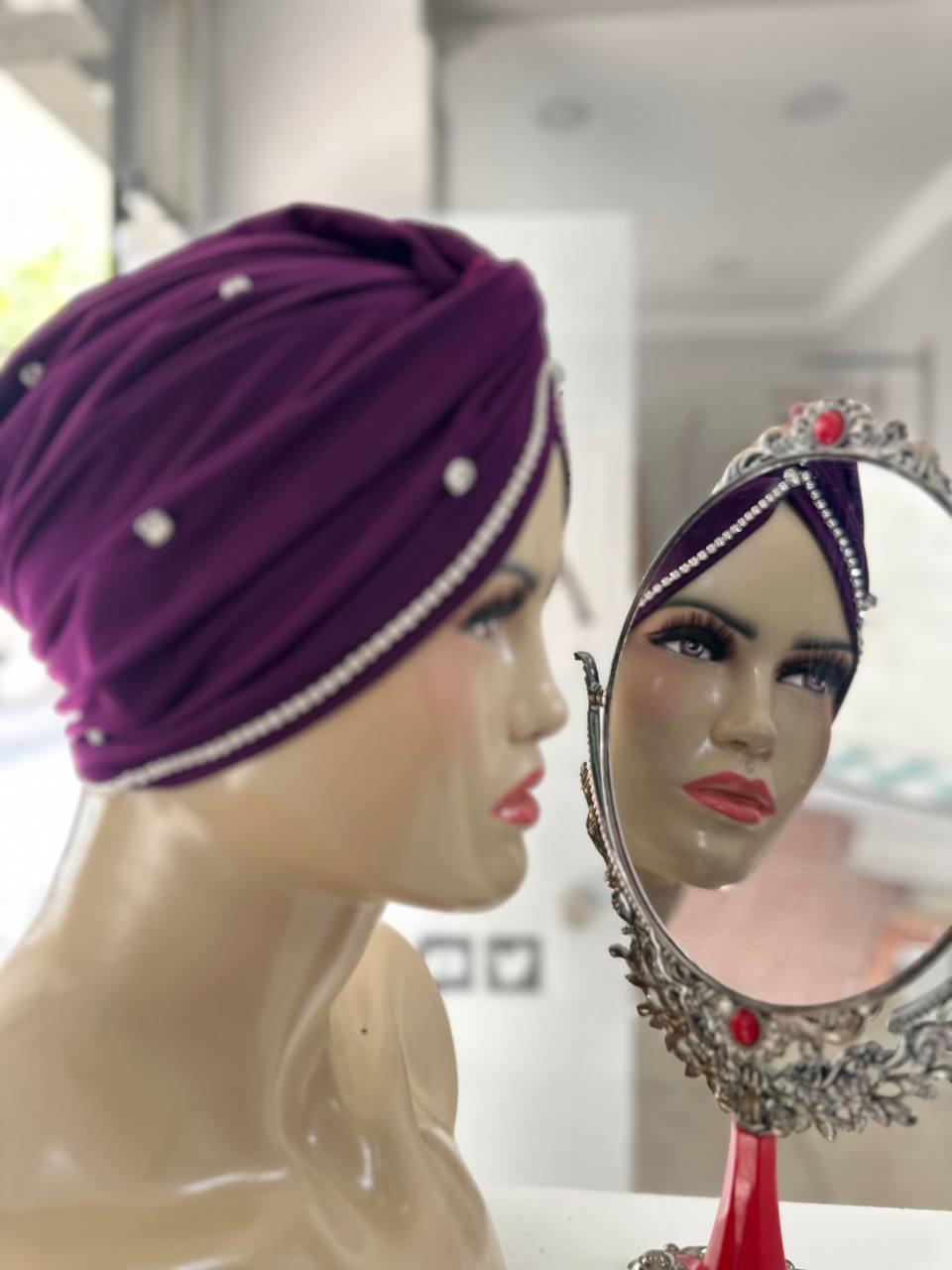 Sayra Shawl KadınTaşlı Bone Mürdüm