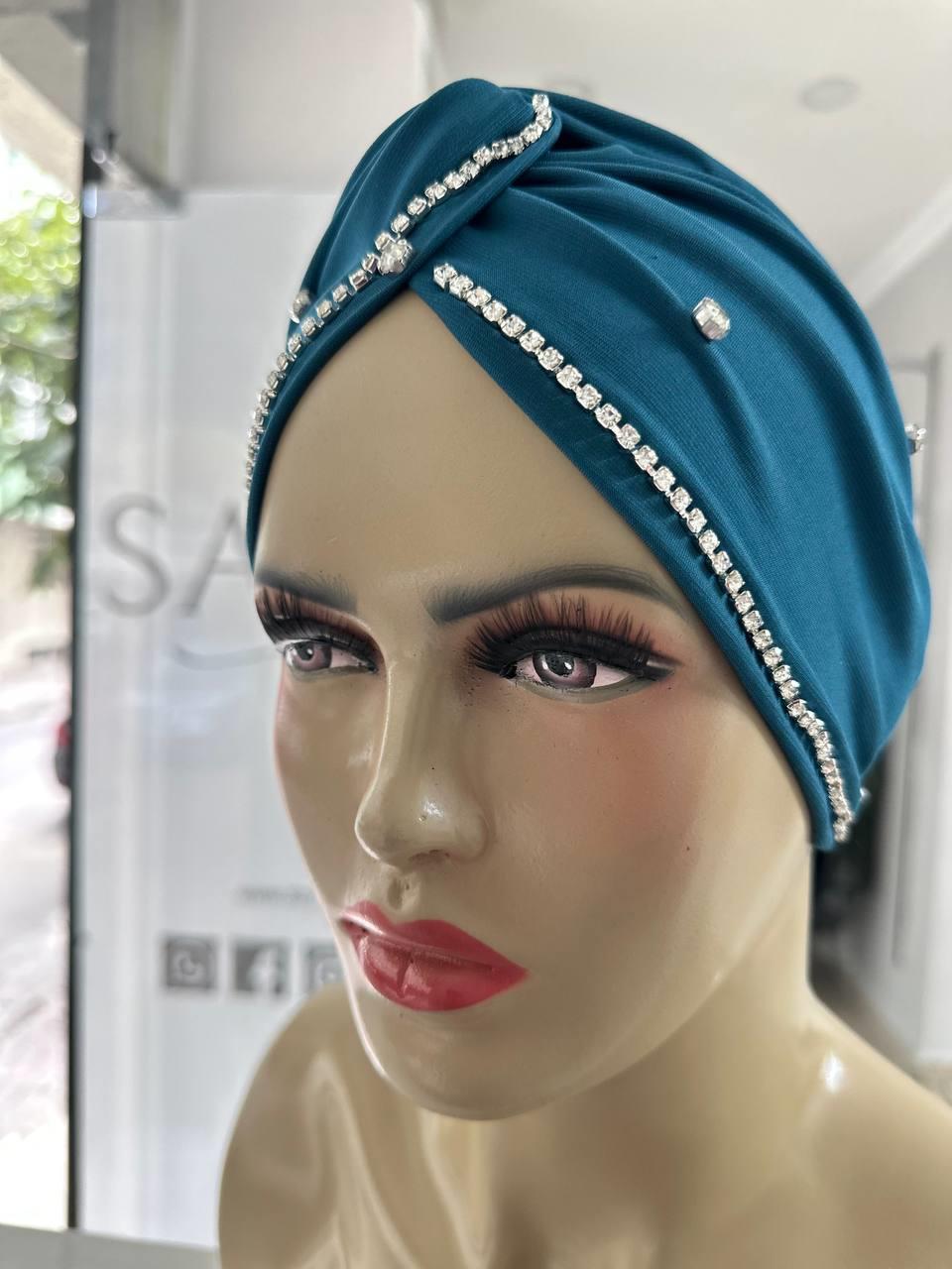 Sayra Shawl KadınTaşlı Bone Petrol