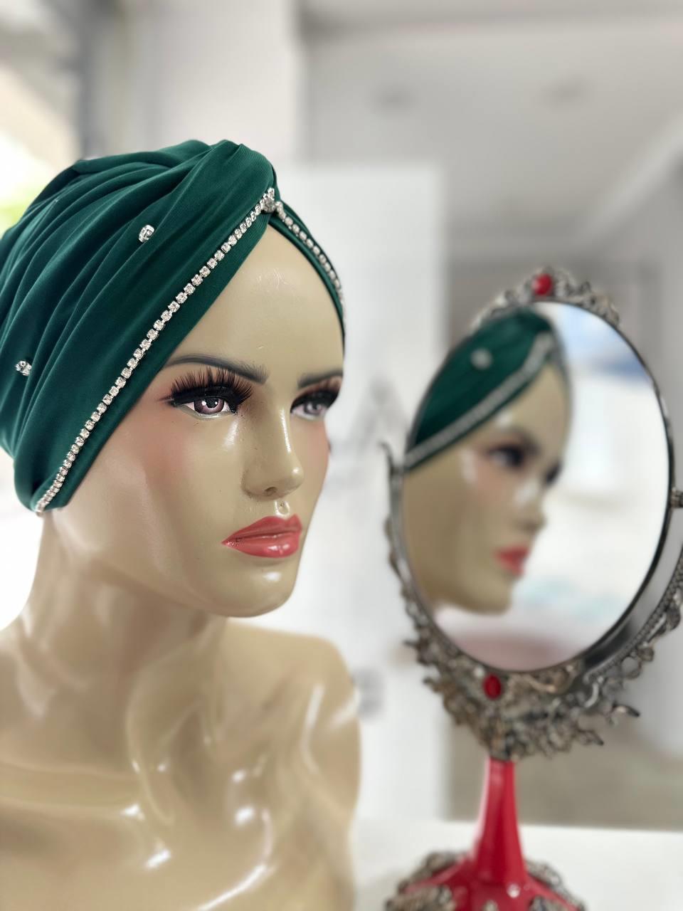 Sayra Shawl KadınTaşlı Bone Zümrüt Yeşili