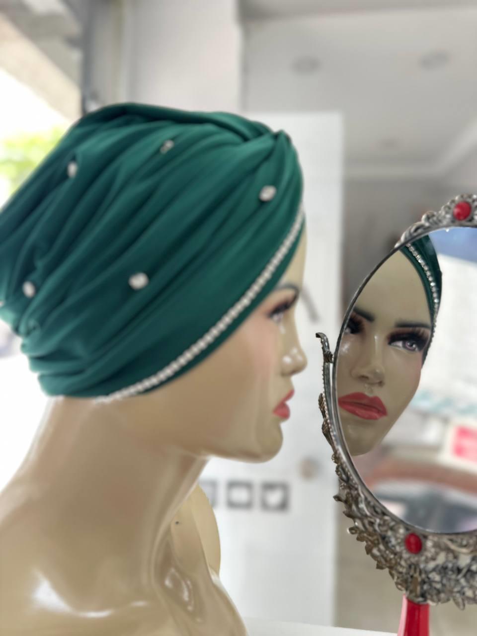 Sayra Shawl KadınTaşlı Bone Zümrüt Yeşili