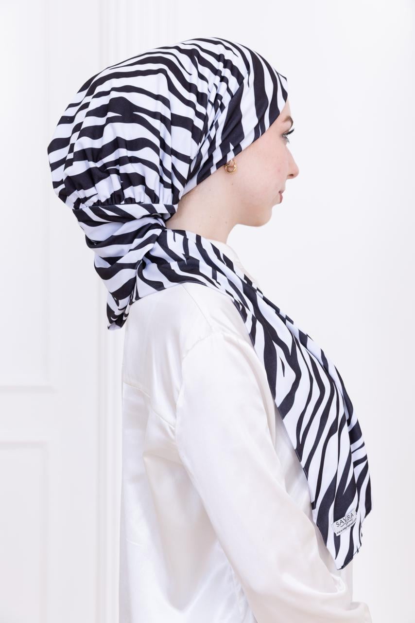Zebra Desenli Kadın Çıtçıtlı Şal