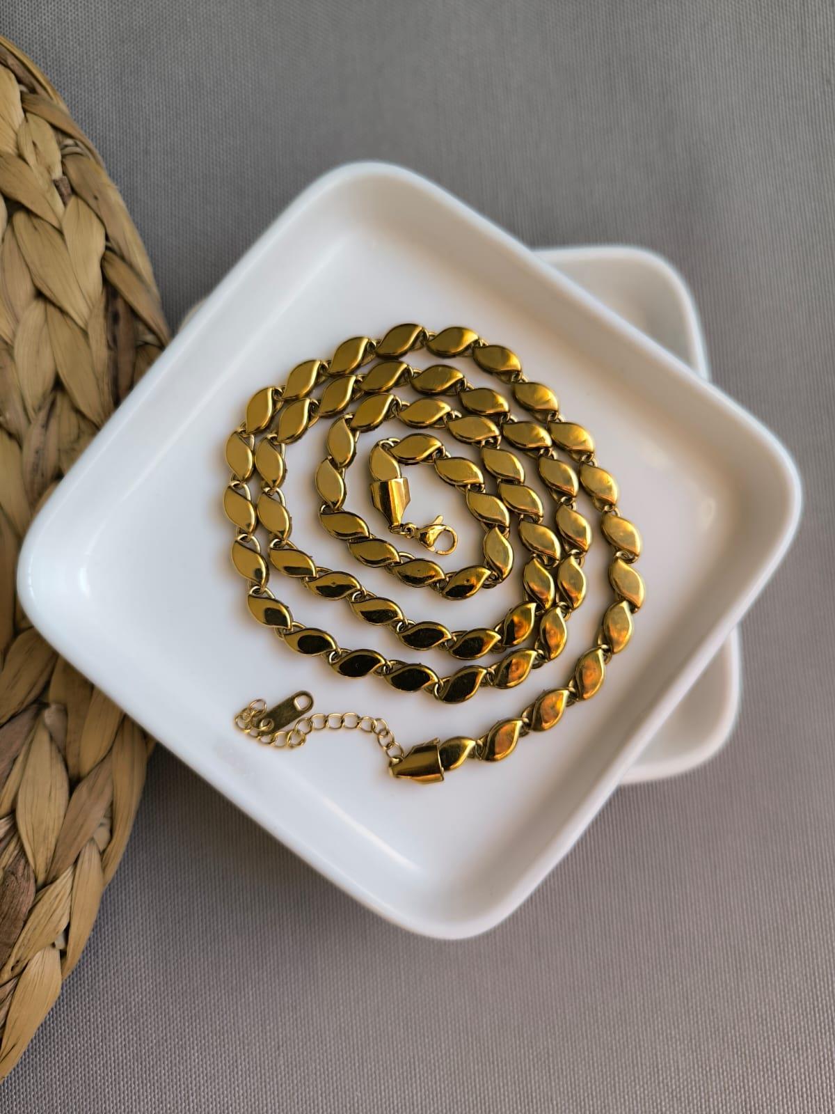 Çelik Arpa Model 60 Cm Kolye Gold 