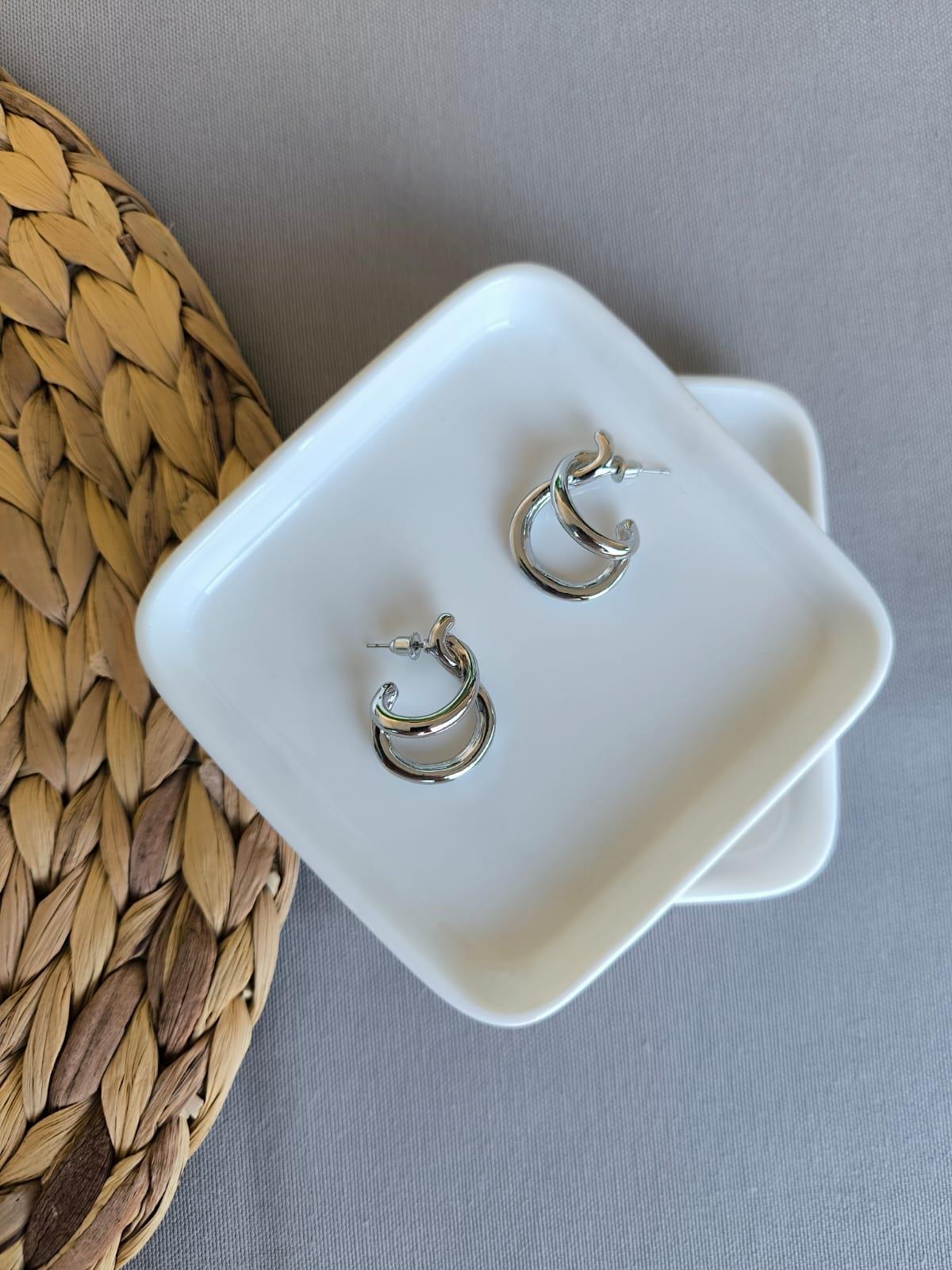 Silver Asimetri Küpe 