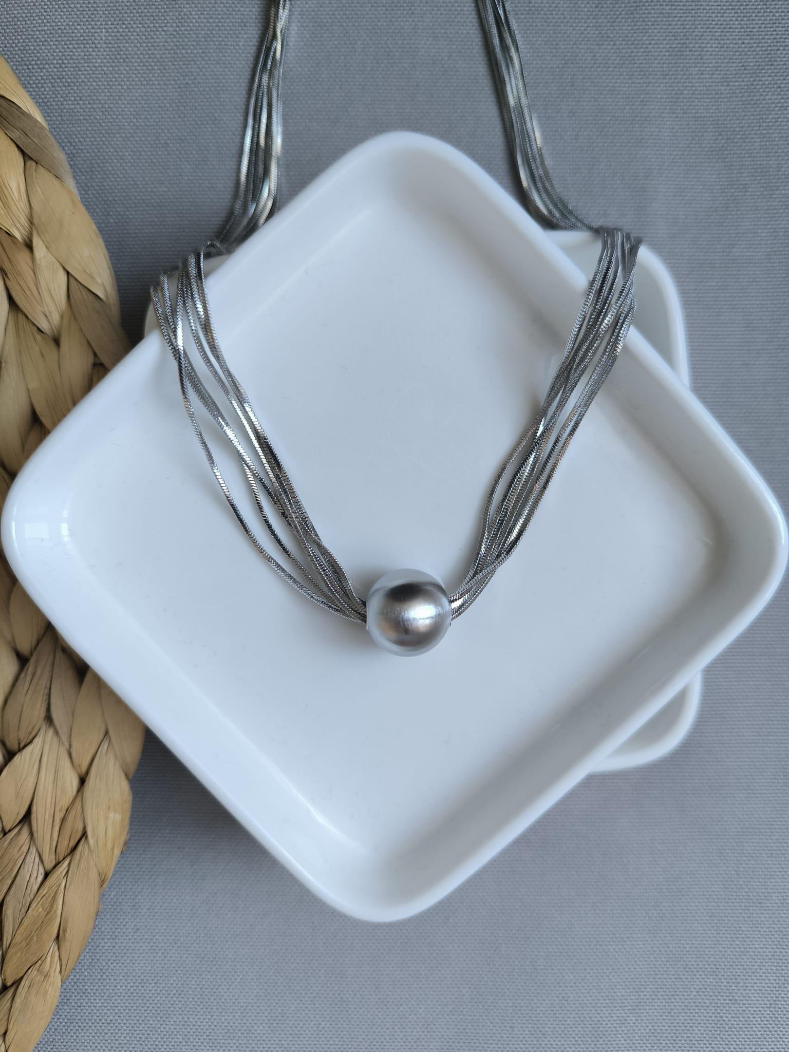 Silver Top Detaylı Kolye