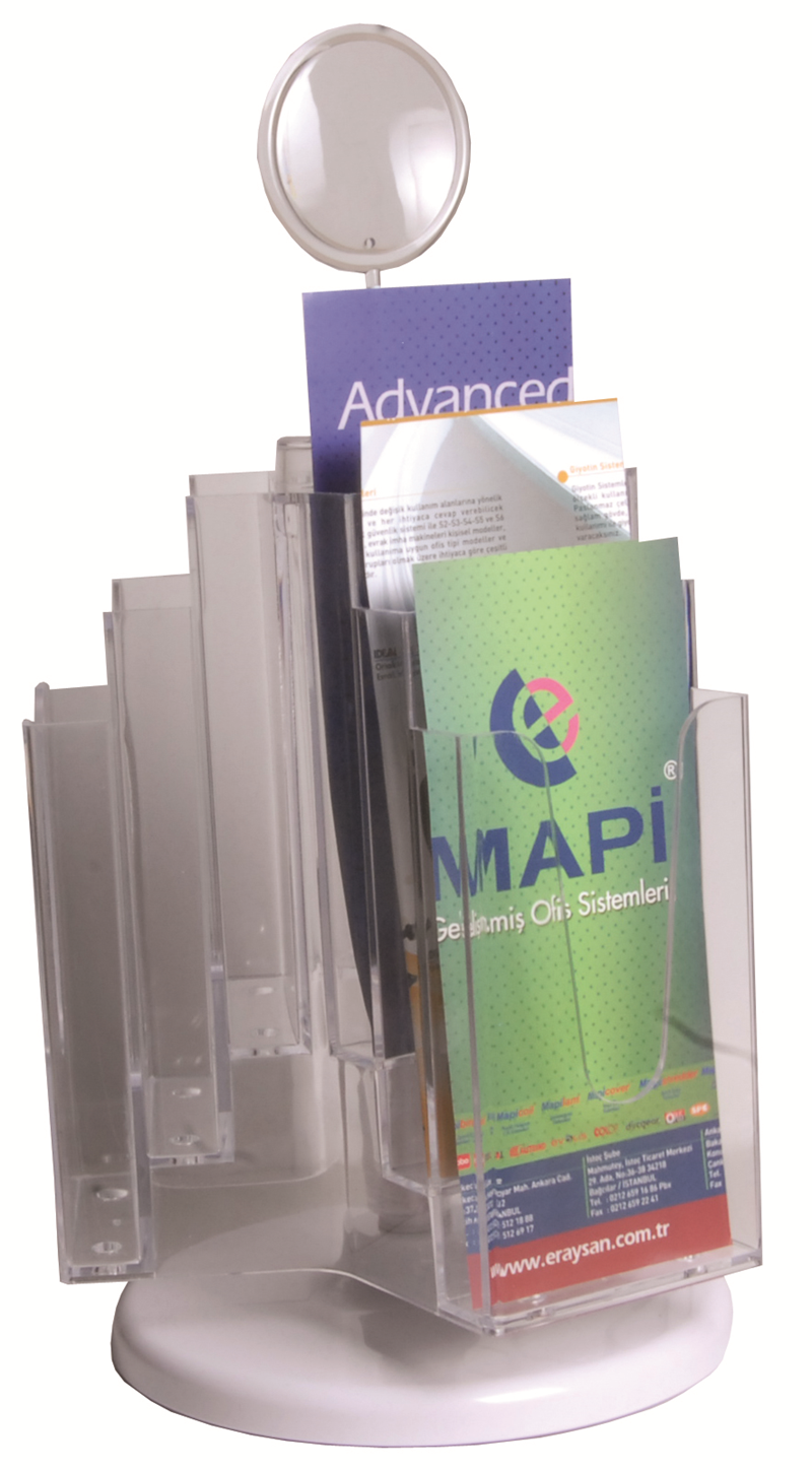 MAPİ 3 YÖNLÜ 9 RAF AFİŞ TAŞIYICI STAND (DÖNER SİSTEM) (1/3 A4)
