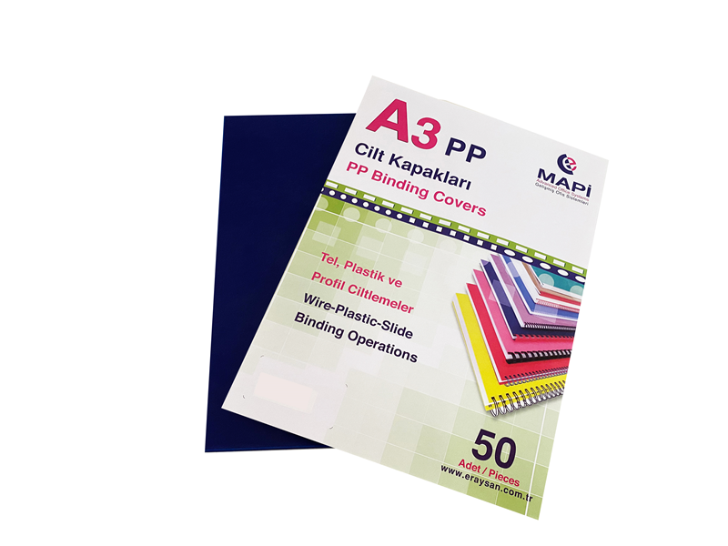 MAPİ A3 PP OPAK KAPAK (KUM DESEN) 350 MİCRON LACİVERT 50 Lİ