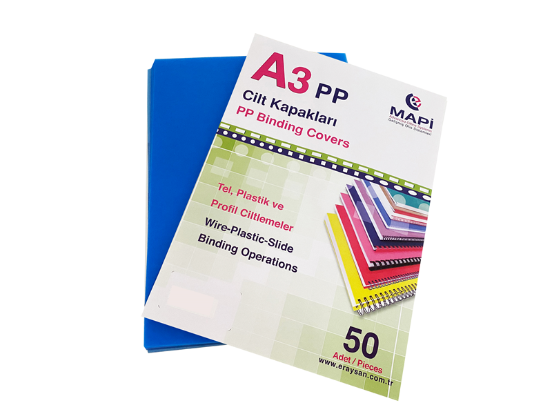 MAPİ A3 PP OPAK KAPAK (KUM DESEN) 550 MİCRON MAVİ 50 Lİ