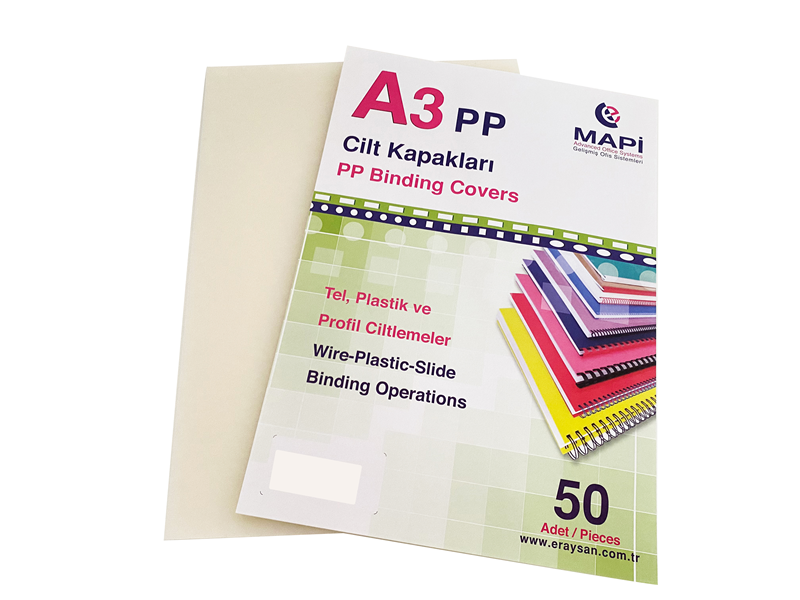 MAPİ A3 PP ŞEFFAF KAPAK (KUM DESEN) 450 MİCRON ŞEFFAF BUZLU 50 Lİ