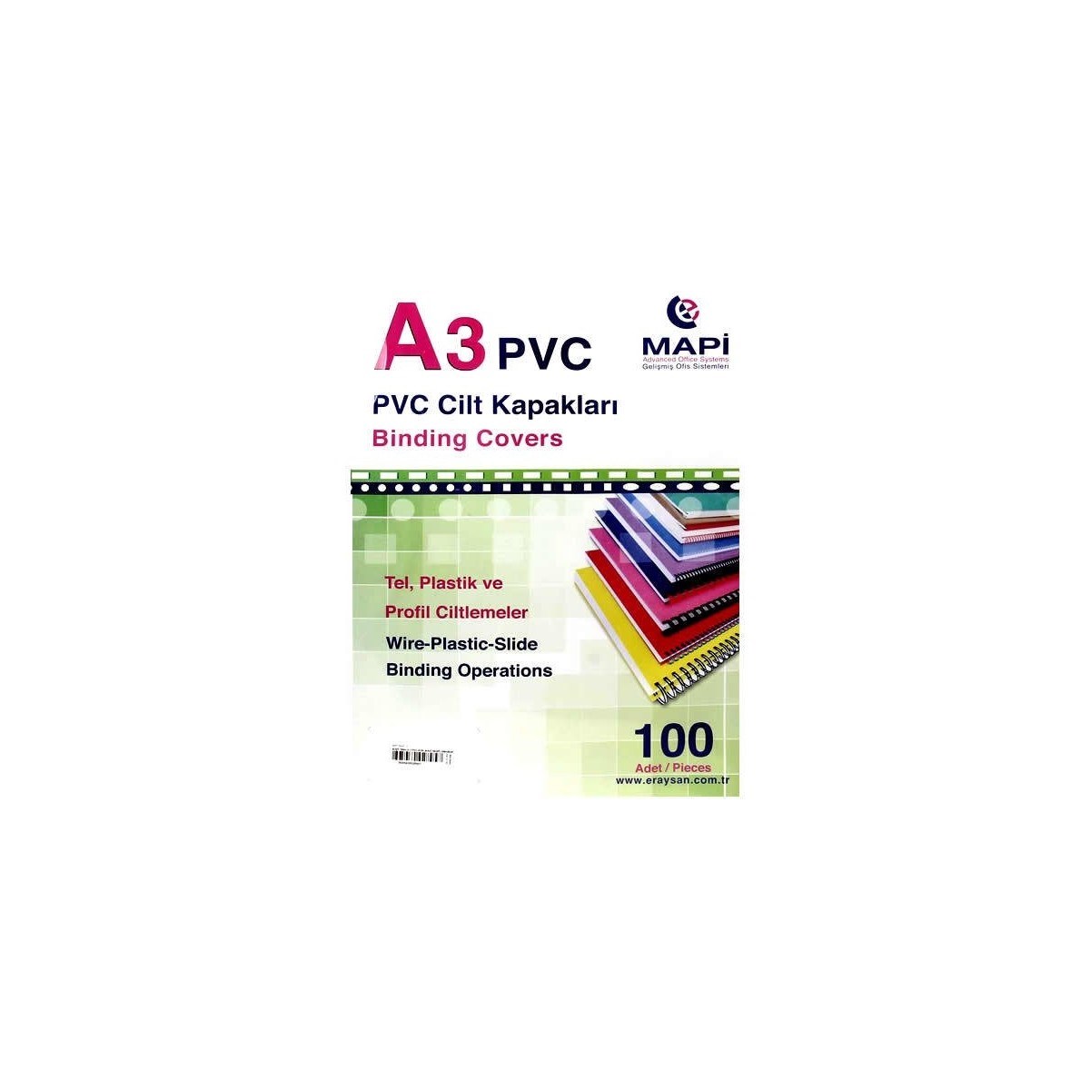 MAPİ A3 PVC OPAK CİLT KAPAK BEYAZ 100 LÜ