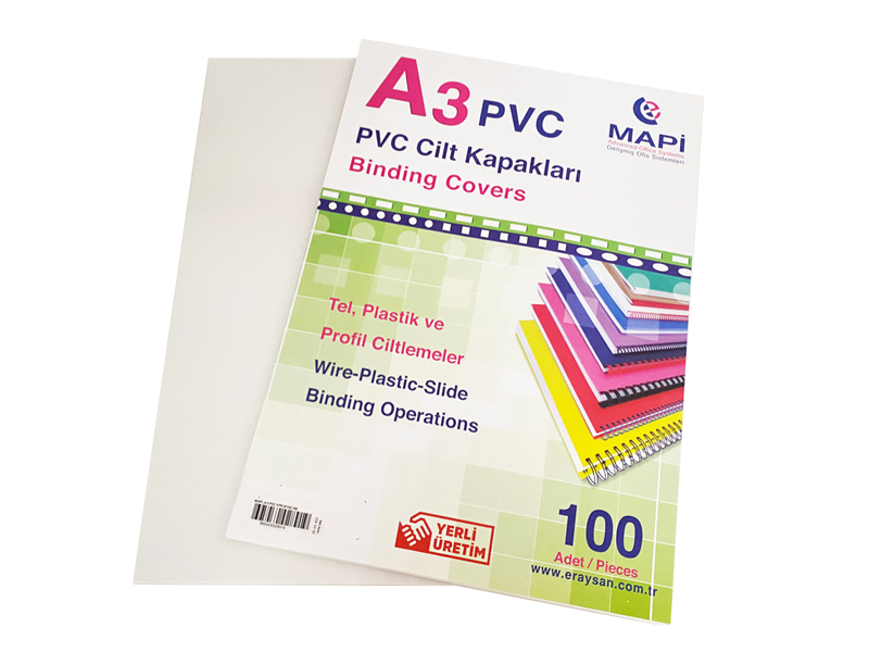 MAPİ A3 PVC OPAK CİLT KAPAK BEYAZ 100 LÜ