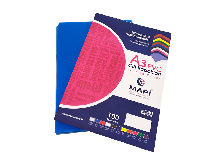 MAPİ A3 PVC OPAK CİLT KAPAK MAVİ 100 LÜ