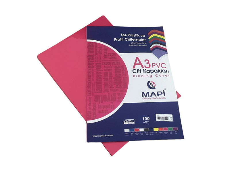 MAPİ A3 PVC OPAK CİLT KAPAK PEMBE 100 LÜ