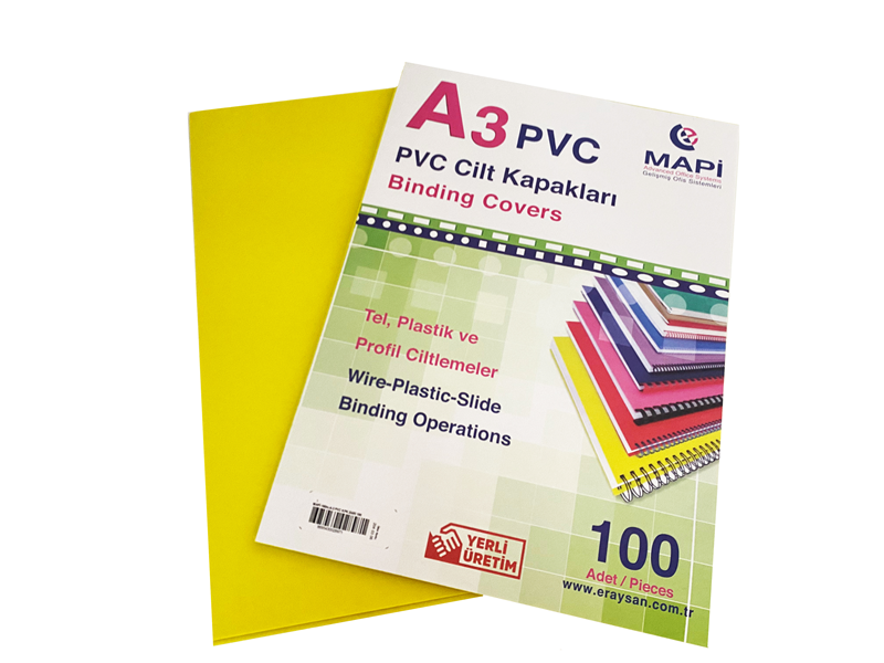 MAPİ A3 PVC OPAK CİLT KAPAK SARI 100 LÜ