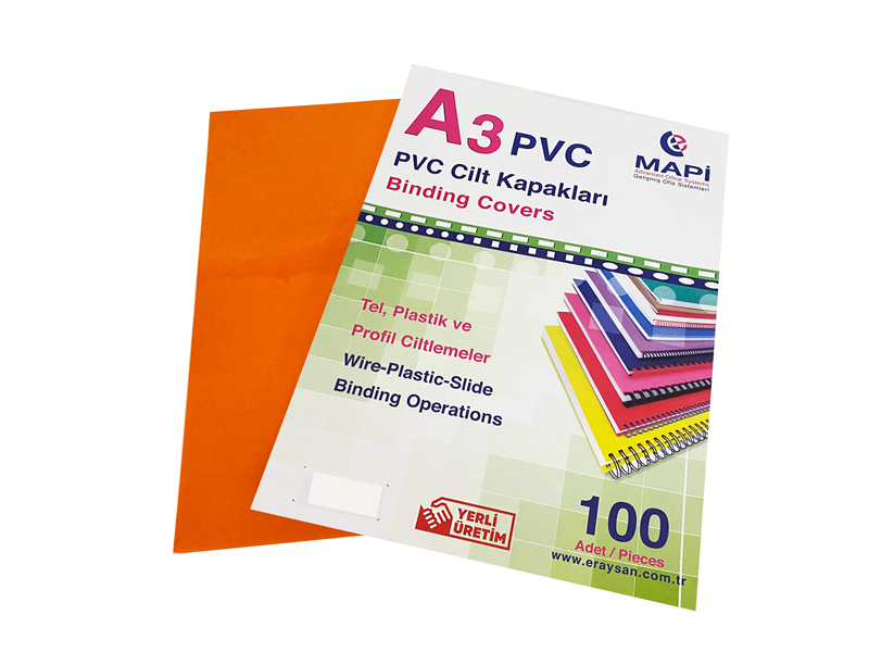 MAPİ A3 PVC OPAK CİLT KAPAK TURUNCU 100 LÜ