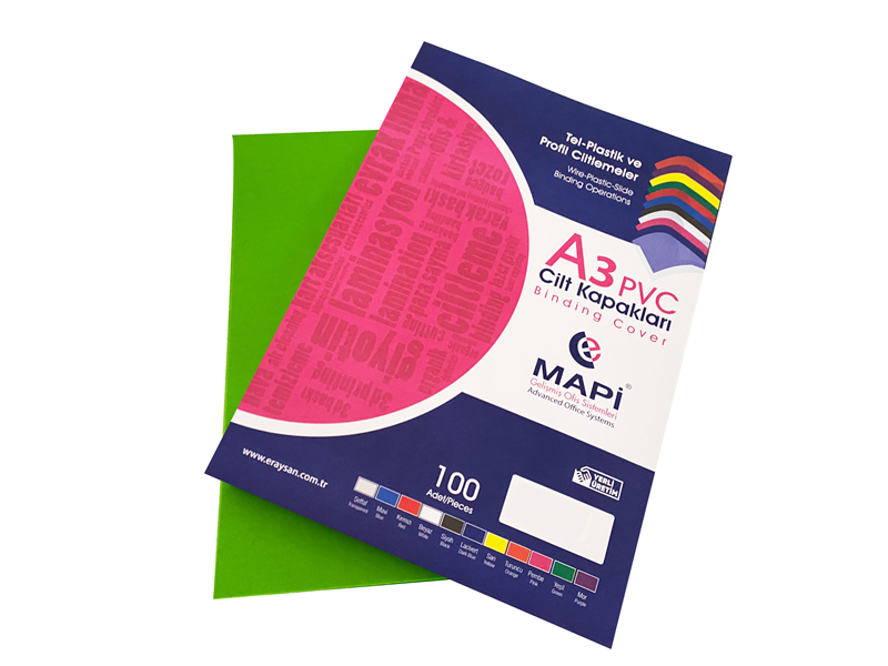 MAPİ A3 PVC OPAK CİLT KAPAK YEŞİL 100 LÜ