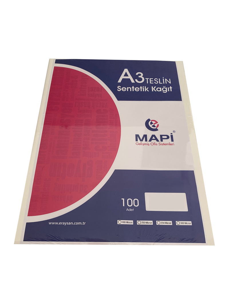 MAPİ A3 SENTETİK KAĞIT (TESLİN) 254 MİC. 100 LÜ