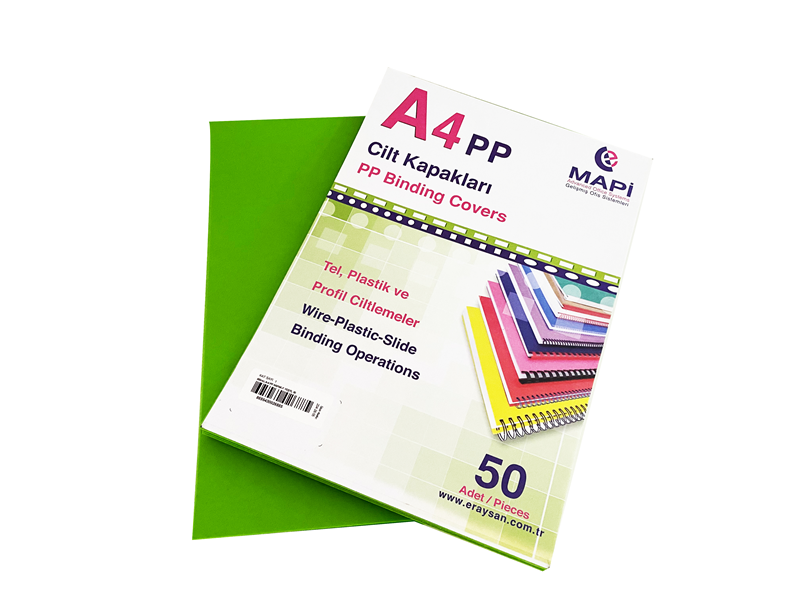 MAPİ A4 PP FOSFORLU KAPAK 550 MİCRON FOSFORLU YEŞİL 50 Lİ