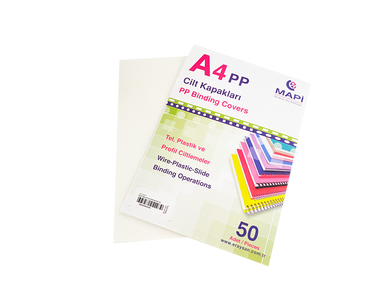 MAPİ A4 PP OPAK KAPAK (KUM DESEN) 350 MİCRON BEYAZ 50 Lİ
