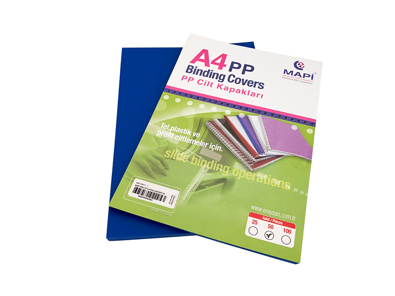 MAPİ A4 PP OPAK KAPAK (KUM DESEN) 350 MİCRON LACİVERT 50 Lİ