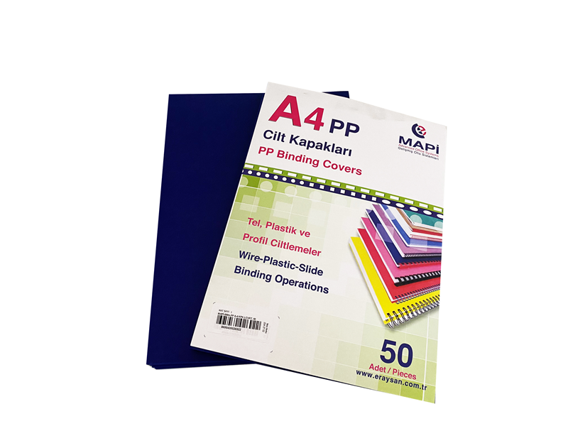 MAPİ A4 PP OPAK KAPAK (KUM DESEN) 550 MİCRON LACİVERT 50 Lİ